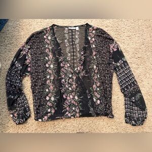 Floral Sheer Blouse with Long Sleeves